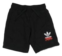 Čierne teplákové kraťasy s logom Adidas