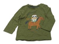 Khaki triko s mývalem a koněm C&A