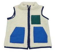 Smotanová huňatá vesta s vreckami F&F