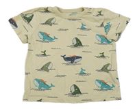Béžové tričko s velrybami Topomini