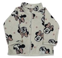 Béžová melírovaná bodkovaná á fleecová prepínaci mikina s Minnie H&M