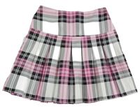 Bielo-ružovo-čierna kockovaná skladaná sukňa Primark