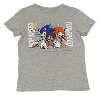 Sivé melírované tričko so Sonicem