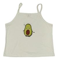 Biely crop top s avokádem Shein