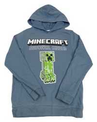 Modrošedá lehká mikina s Minecraft a kapucí