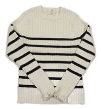 Smetanovo-čierny pruhovaný rebrovaný sveter H&M