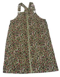 Kaki-čierne rifľové prepínaci na traké šaty s leopardím vzorom Matalan