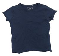 Tmavomodré rebrované crop tričko PRIMARK