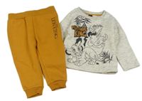 2 set - Šedá melírovaná mikina s Lvím králem + hnědé tepláky Primark