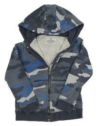 Sivo-modrá prepínaci army mikina s kapucňou M&S