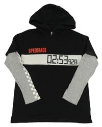 Černé triko s číslem a kapucí 