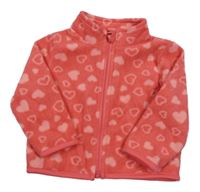 Červená fleecová prepínaci mikina so srdiečkami