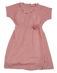 Světlerůžové lehké šaty s korálky 