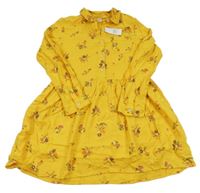 Nové - žlté ľahké kvetované šaty s golierikom GAP