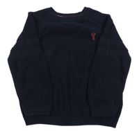 Tmavomodrý sveter s výšivkou Next