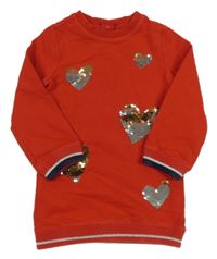 Červené teplákové šaty so srdíčky z flitrů S. Oliver