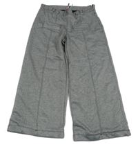 Sivo-čierne vzorované podšité flare crop nohavice s vreckami orchestra