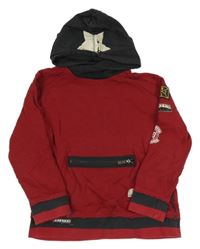 Rubínovo-tmavosivá mikina s kapucňou mexx