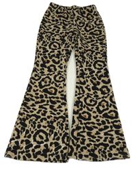 Hnedo-čierne leopardí flare legíny shein