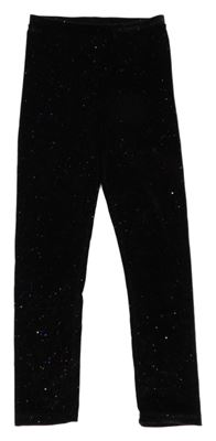 Čierne zamatové trblietavé legíny Matalan