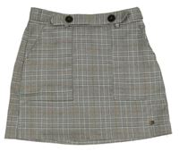 Sivá kockovaná sukňa s vreckami