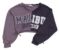 Fialová crop mikina s nápisom Matalan