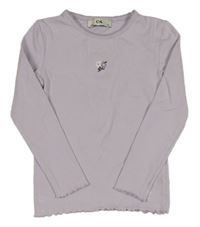 Lila rebrované tričko s kvítkem C&A