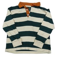 Smetanovo-tmavozelené pruhované polo tričko Primark