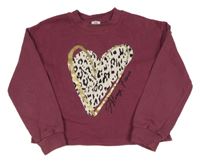 Tmavoružová crop mikina so srdcem River Island
