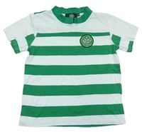 Bielo-zelené pruhované tričko s logem - Celtic