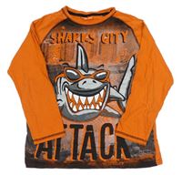 Oranžové tričko so žralokom Y.F.K.