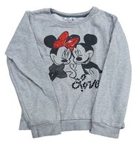 Sivá melírovaná mikina s Minnie a Mickeym Disney