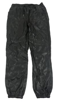 Černé koženkové cuff kalhoty Primark