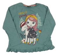 Zelené triko s dívkou a koněm Kiki&Koko