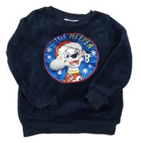 Tmavomodrá plyšová mikina s PAW PATROL - Marshall s vánočním motívom nickelodeon