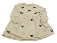 Béžové teplákové šaty so srdiečkami F&F