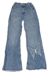 Modré baggy rifle s motýlky H&M