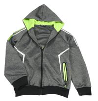 Šedá melírovaná propínací sportovní mikina s kapucí