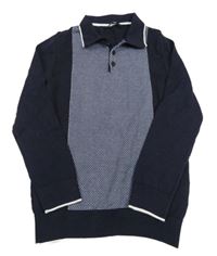 Tmavomodro-biely melírovaný polo sveter George