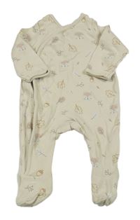 Béžový overal s listy a liškami C&A