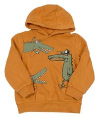 Oranžová mikina s krokodílmi  a kapucňou C&A