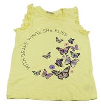 Žlutý top s motýlky a volánky 