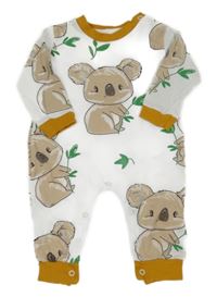 Bílo-hořčicový overal s koalami 