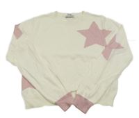 Smetanovo-ružový crop sveter s hviezdičkami PRIMARK