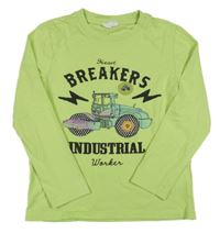 Svetlozelené tričko s autom a nápismi