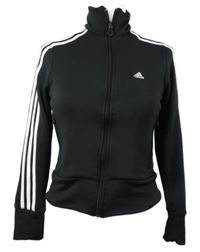 Dámská černá sportovní crop propínací funkční mikina s pruhy Adidas 