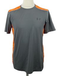 Pánske sivo-oranžové vzorované športové funkčné tričko Under Armour