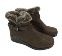 Nové - Dámske hnedé koženkové členkové é topánky s kožíškem vel. 36