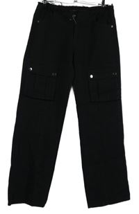 Dámské černé široké rifle s kapsami PrettyLittle Thing