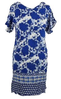 Dámske modro-biele kvetované šaty M&S